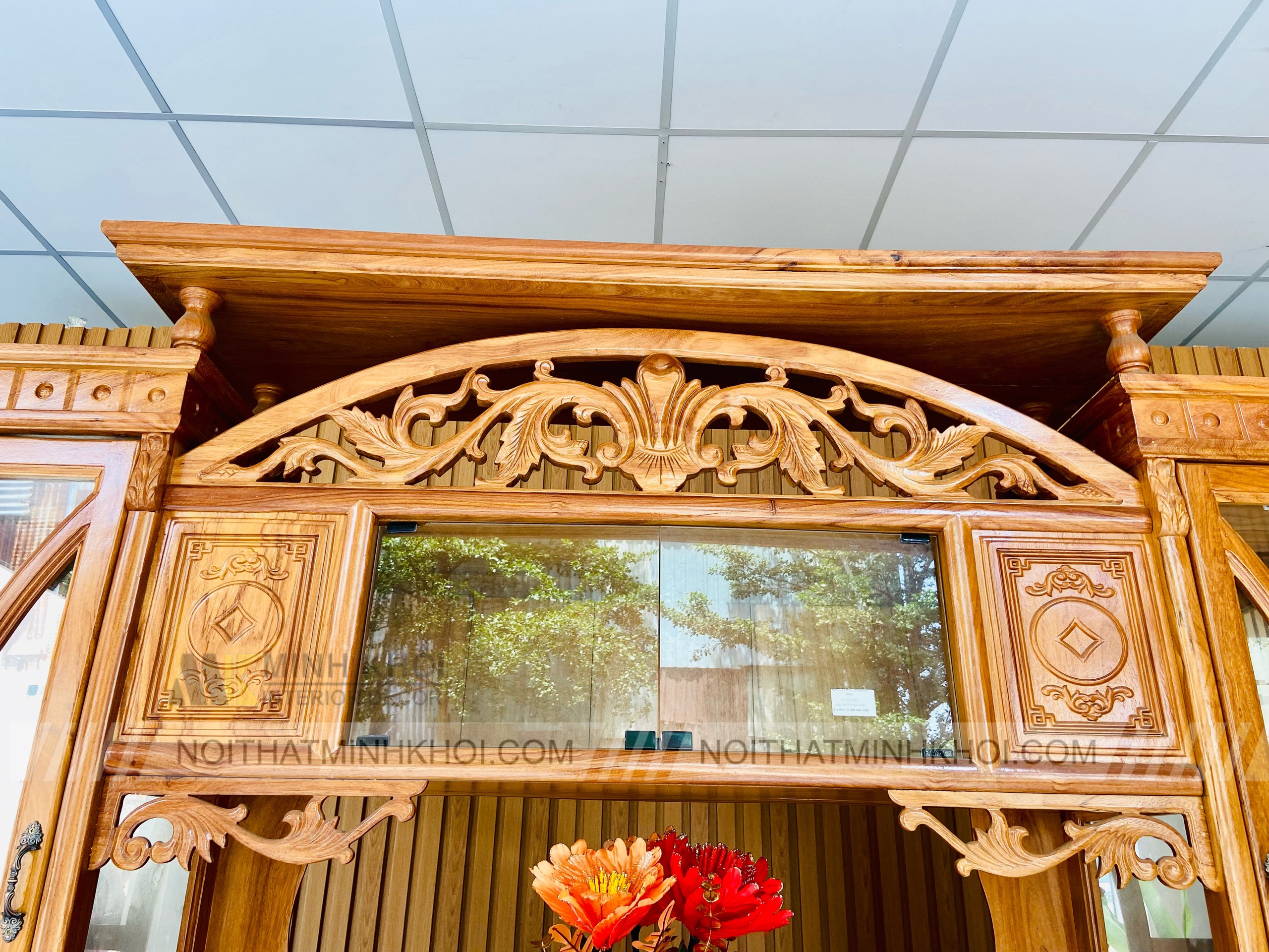 Kệ Tivi Kết Hợp Tủ Rượu Gỗ Gõ Đỏ - KTV2030