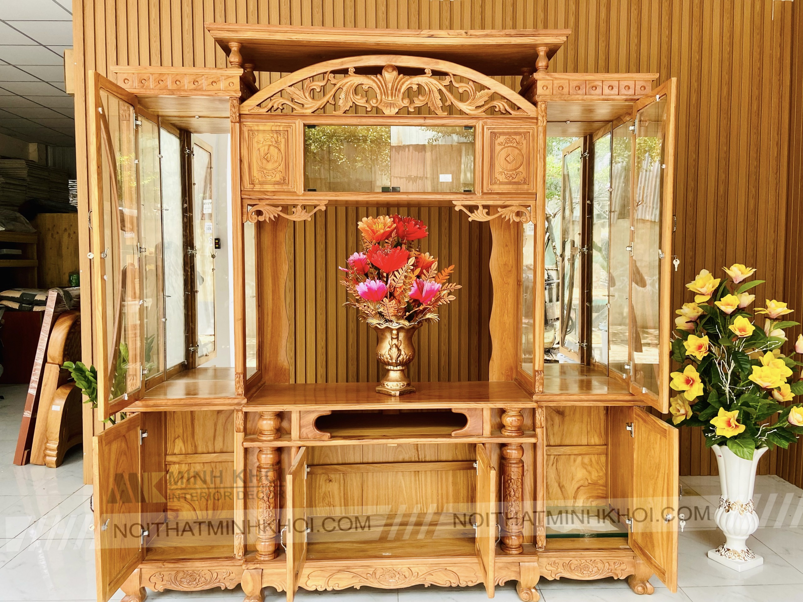 Kệ Tivi Kết Hợp Tủ Rượu Gỗ Gõ Đỏ - KTV2030