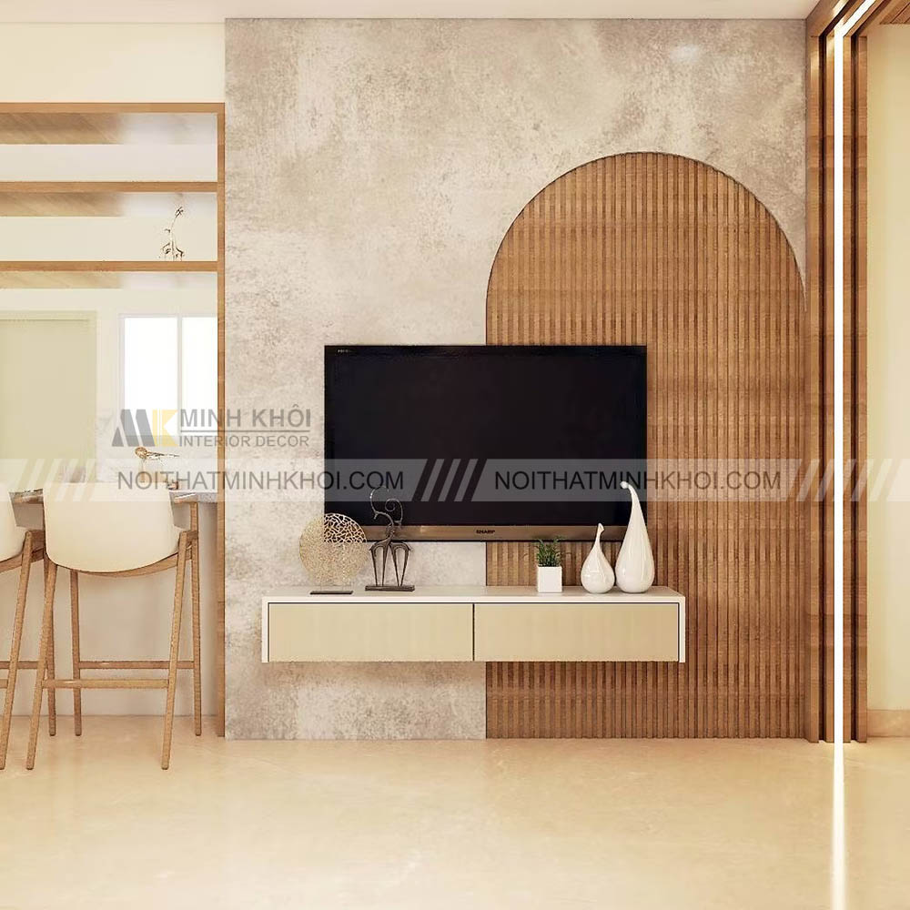 Kệ tivi kết hợp tủ trang trí phong cách Bắc Âu