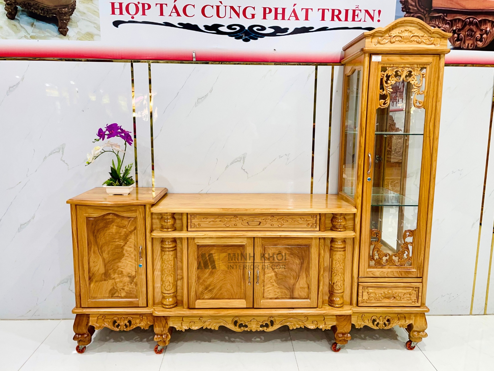 Kệ Tivi Lệch Gỗ Gõ Đỏ Cao Cấp - KTV940