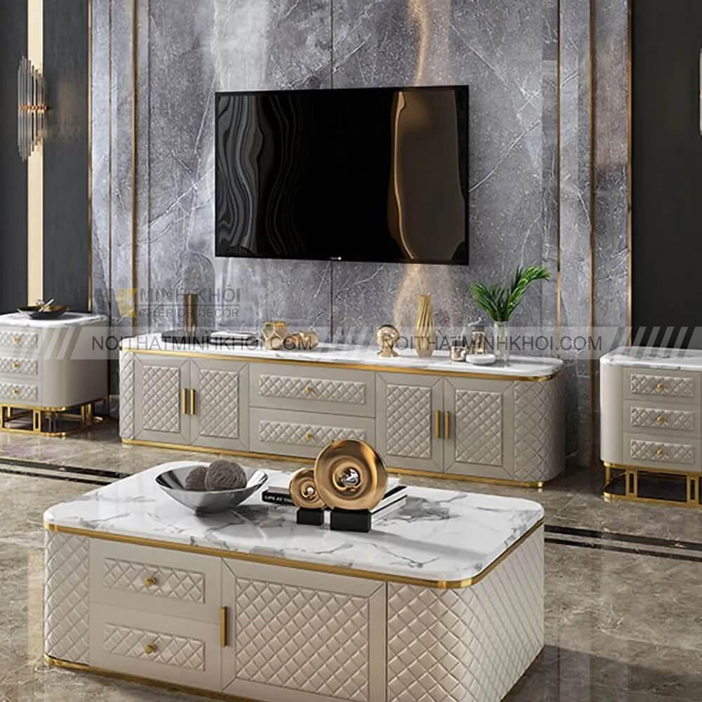 Kệ tivi mặt đá thiết kế cổ điển