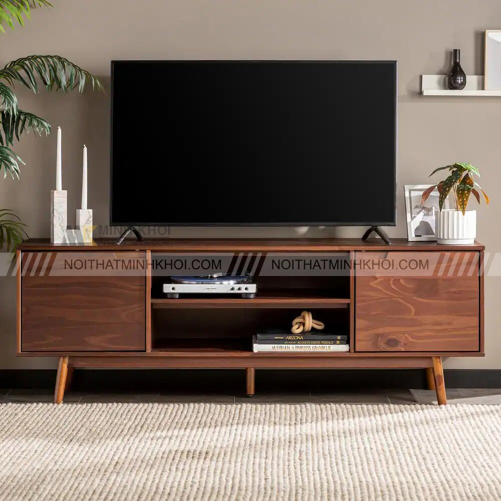 Kệ tivi nguyên khối gỗ óc chó