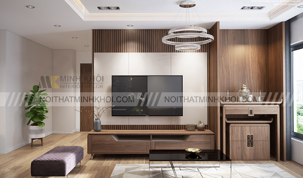 Kệ tivi nguyên khối kết hợp tủ thờ