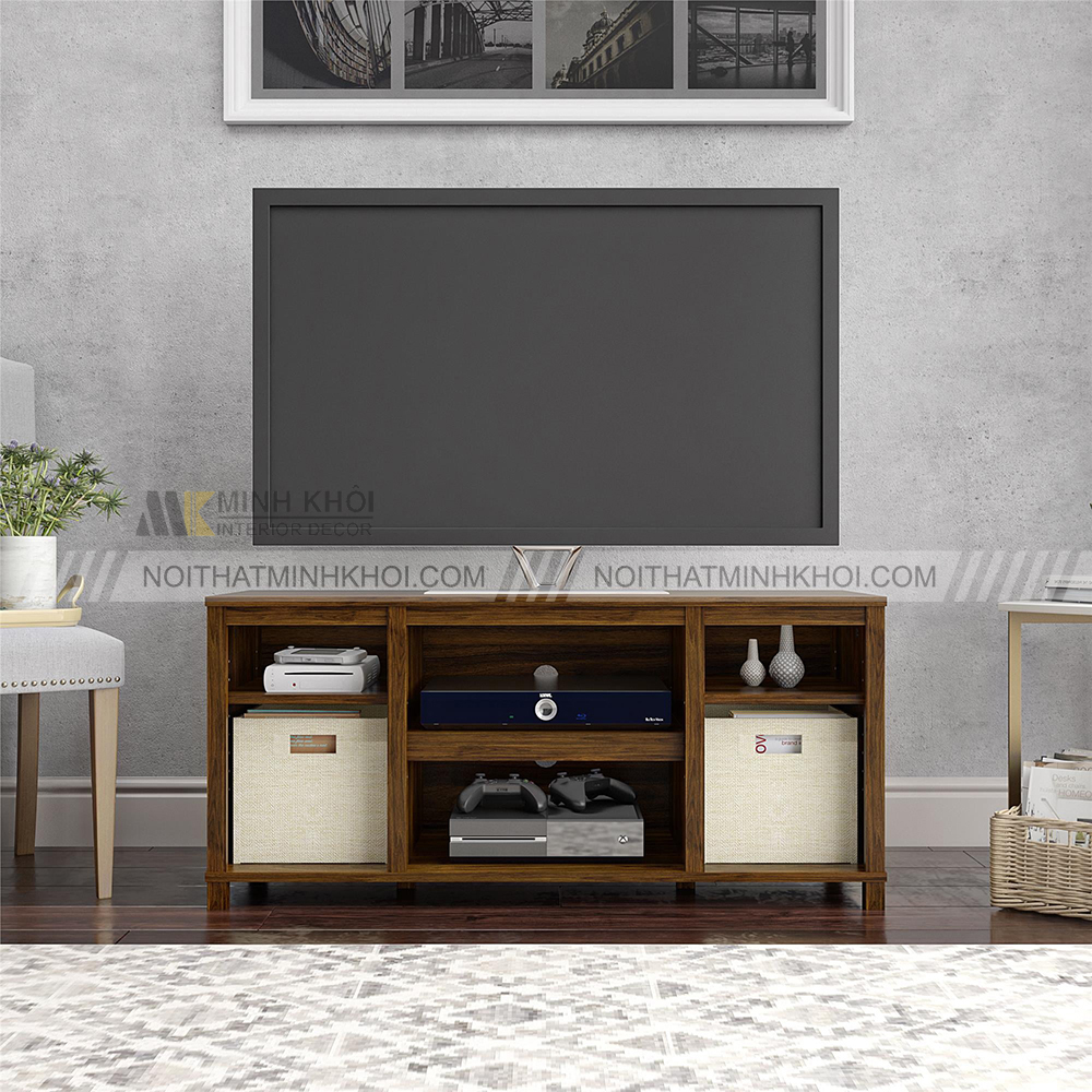 Kệ tivi gỗ sồi màu nâu cánh gián