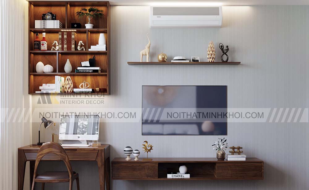 kệ tivi treo tường gỗ tự nhiên