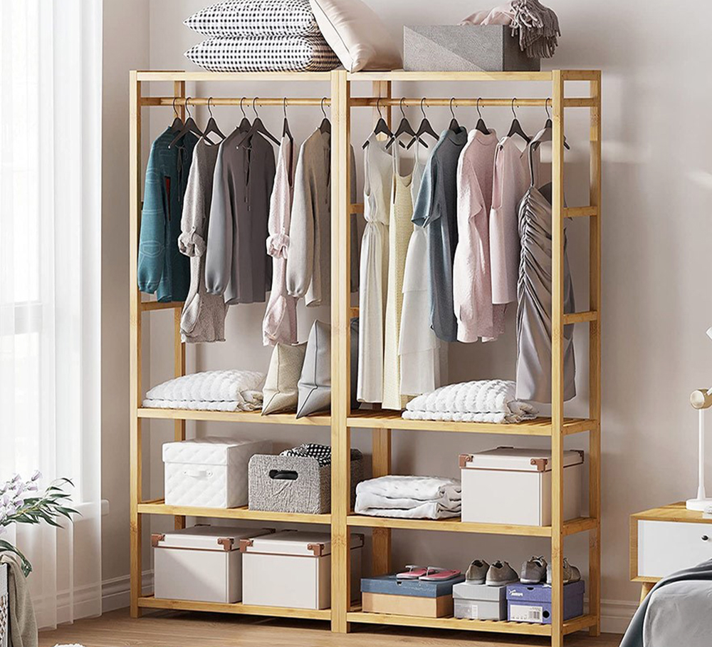 Kệ treo quần áo decor khung gỗ cứng cáp