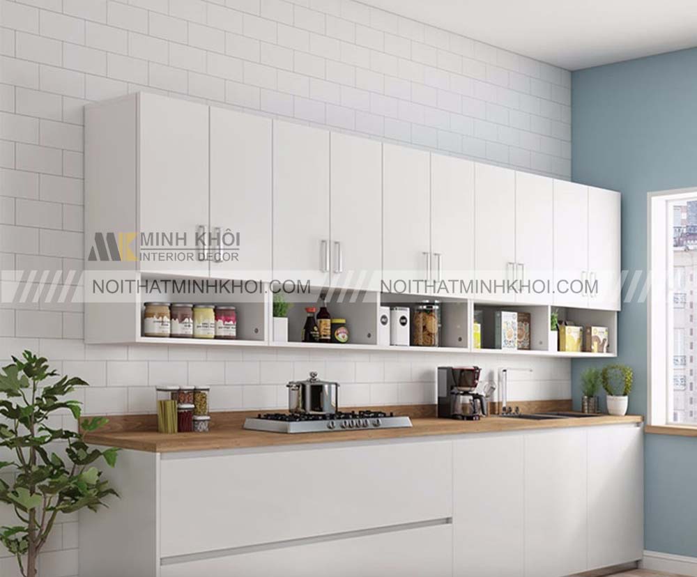 Kệ treo tường nhà bếp có ngăn tủ
