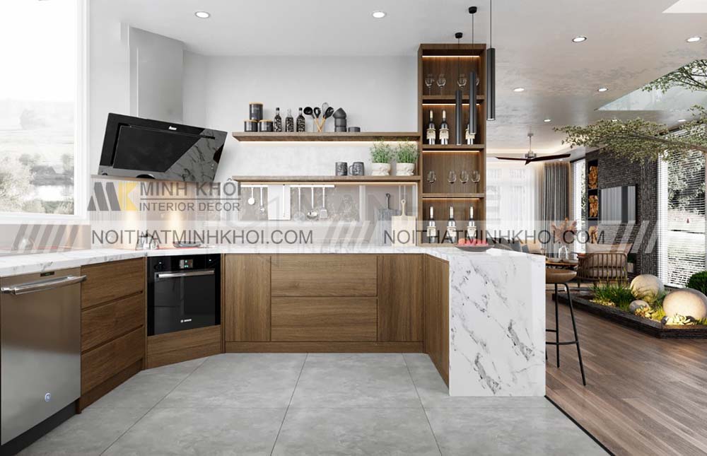 Kệ treo tường nhà bếp hình chữ L