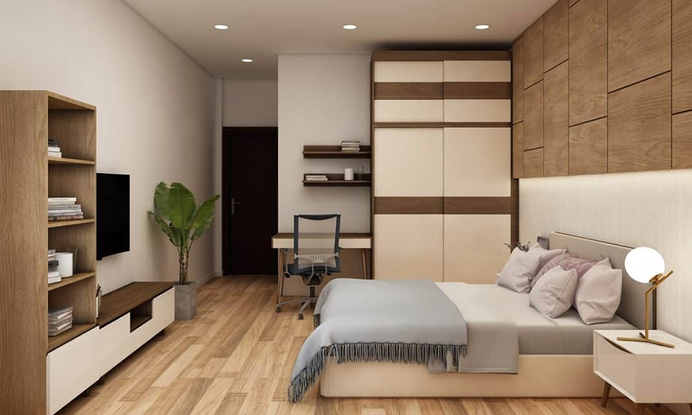 Không đặt giường trực diện với cửa phòng