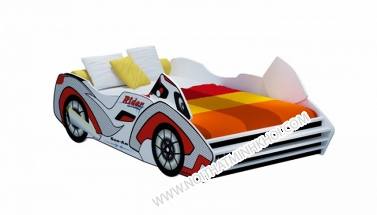 giường trẻ em xe đua màu đỏ