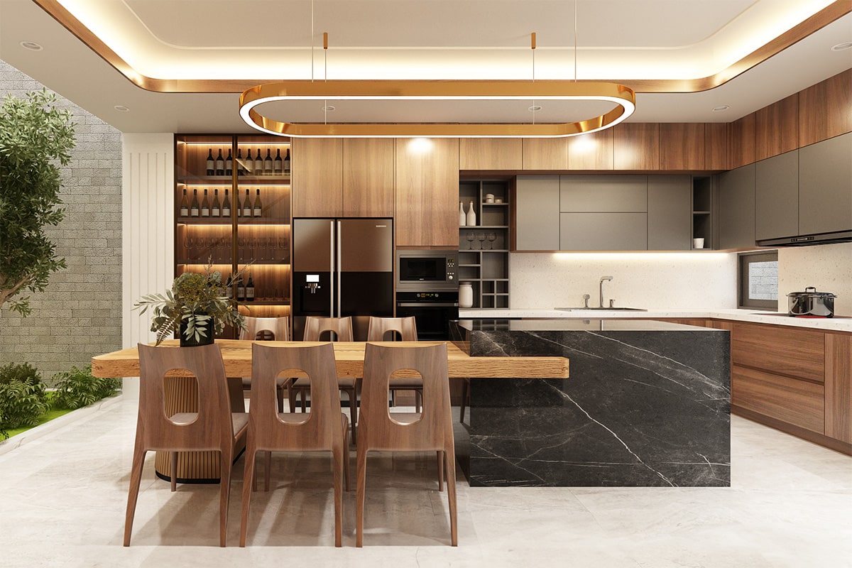 Mẫu Tủ Rượu Phòng Bếp Ngăn Phòng Khách Đẹp Cao Cấp