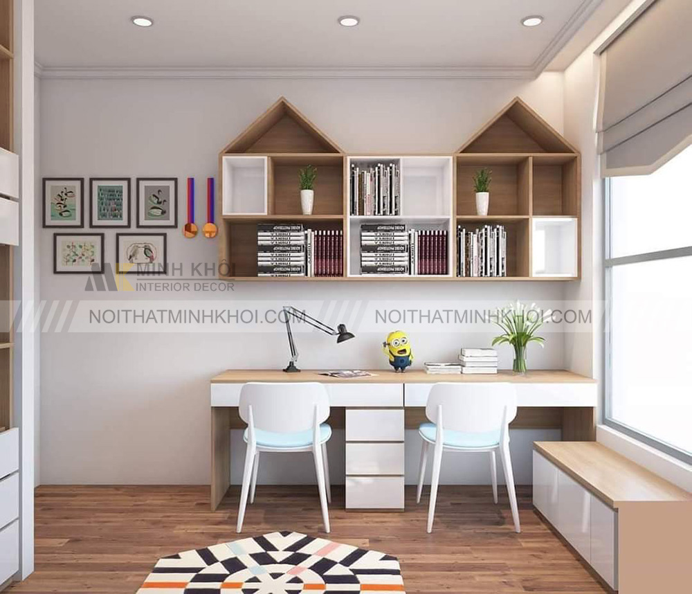 Mẫu bàn học công nghiệp dạng đôi