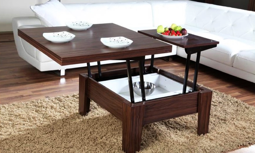 Mẫu bàn trà kết hợp bàn ăn bằng gỗ tự nhiên