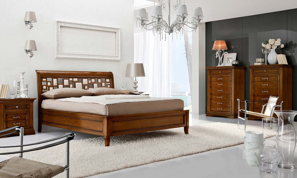 Mẫu giường gỗ căm xe đơn giản bền đẹp