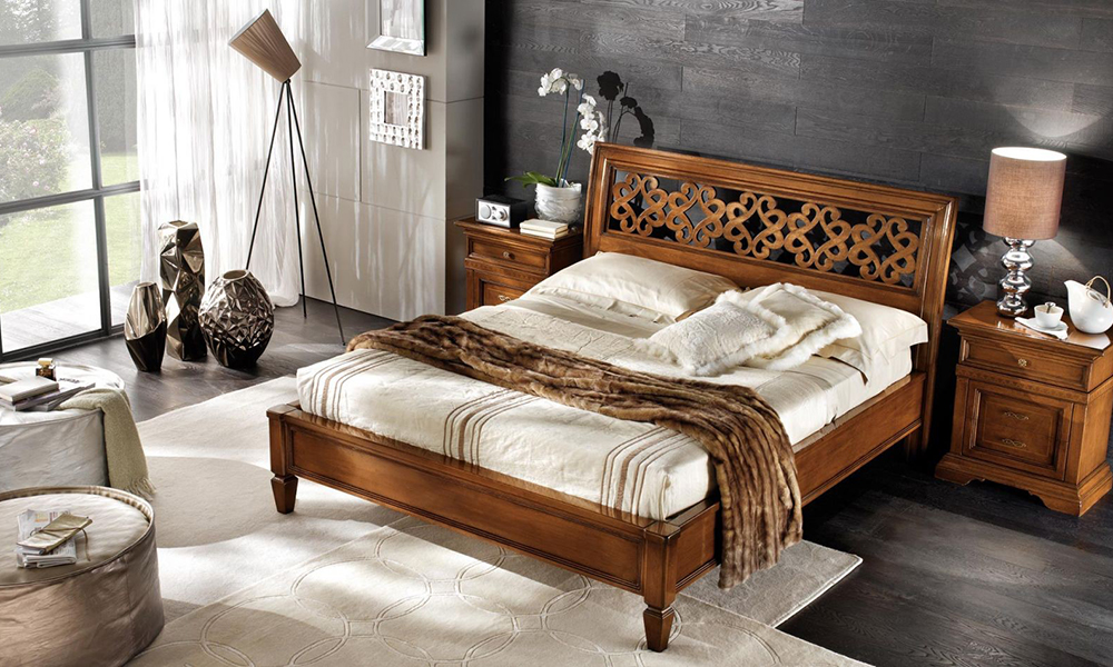 Mẫu giường ngủ gỗ căm xe thiết kế tân cổ điển sang trọng