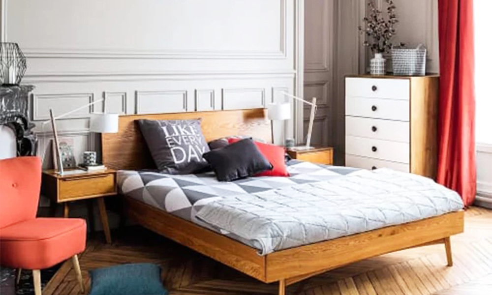 Mẫu giường ngủ vintage thiết kế đơn giản, tinh tế