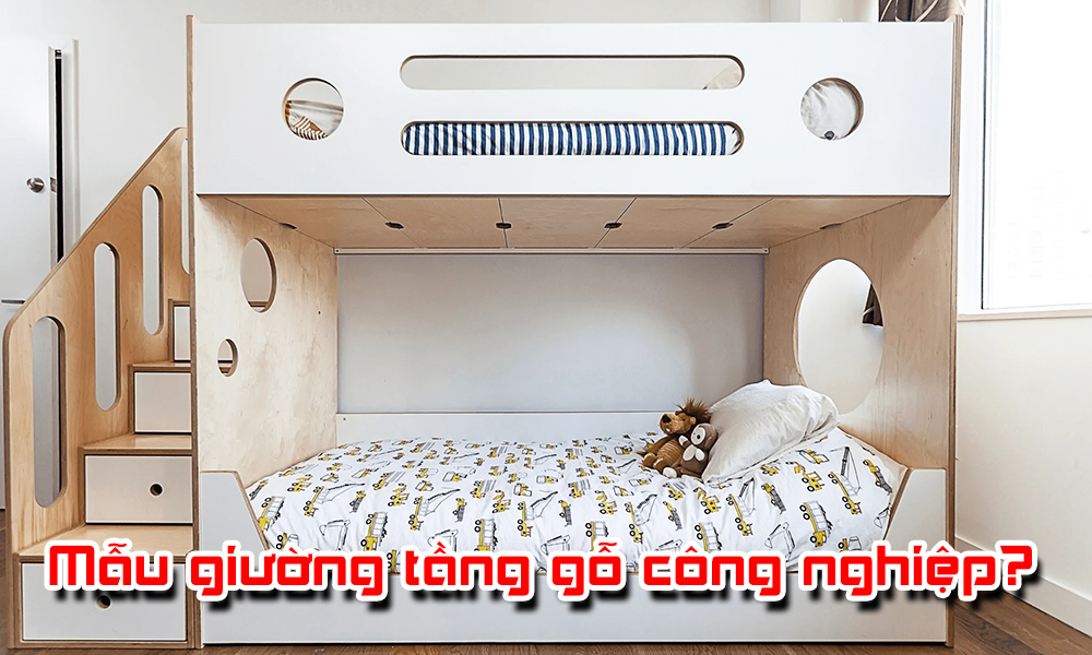 Mẫu giường tầng gỗ công nghiệp đẹp