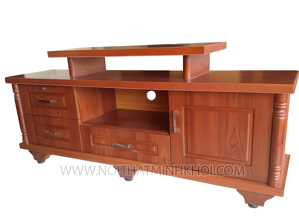 Kệ tivi cao cấp gỗ công nghiệp màu trắng hoạ tiết in nổi thu hút