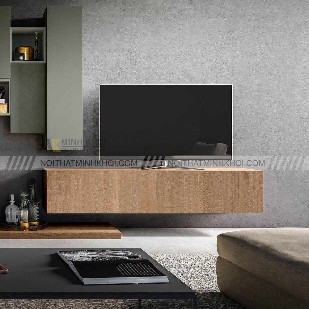 Kệ tivi gỗ MDF hình hộp phong cách tối giản hiện đại