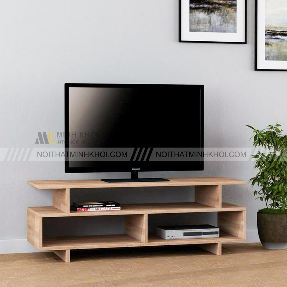 Kệ tivi 2 tầng gỗ công nghiệp thiết kế tối giản cho phòng nhỏ