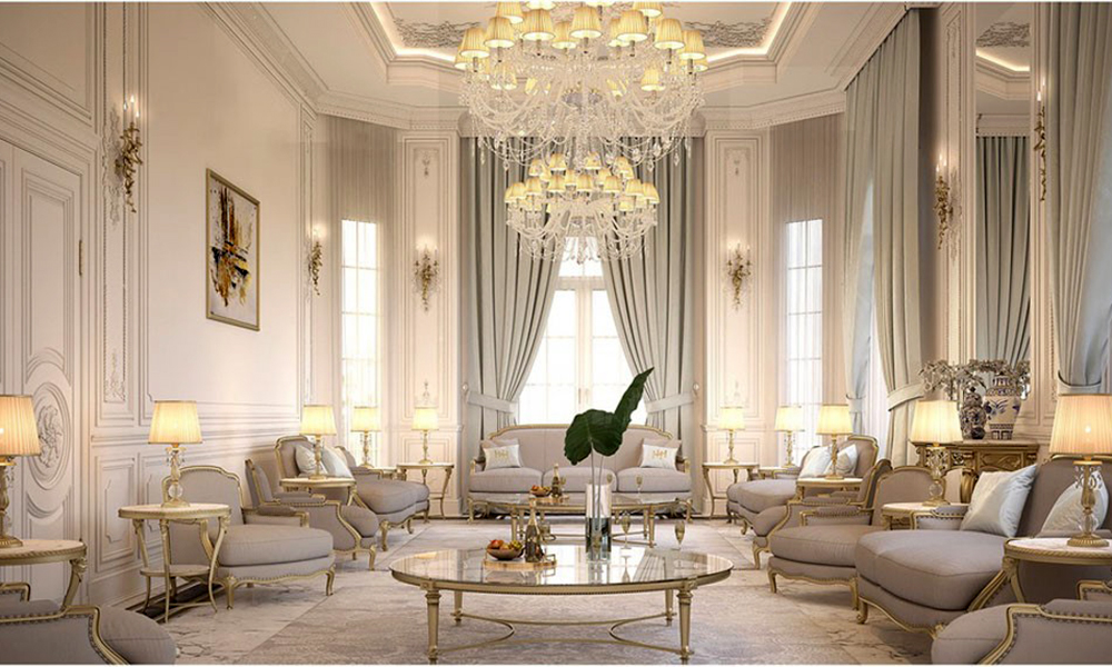 Mẫu phòng khách tân cổ điển đơn giản dành cho biệt thự
