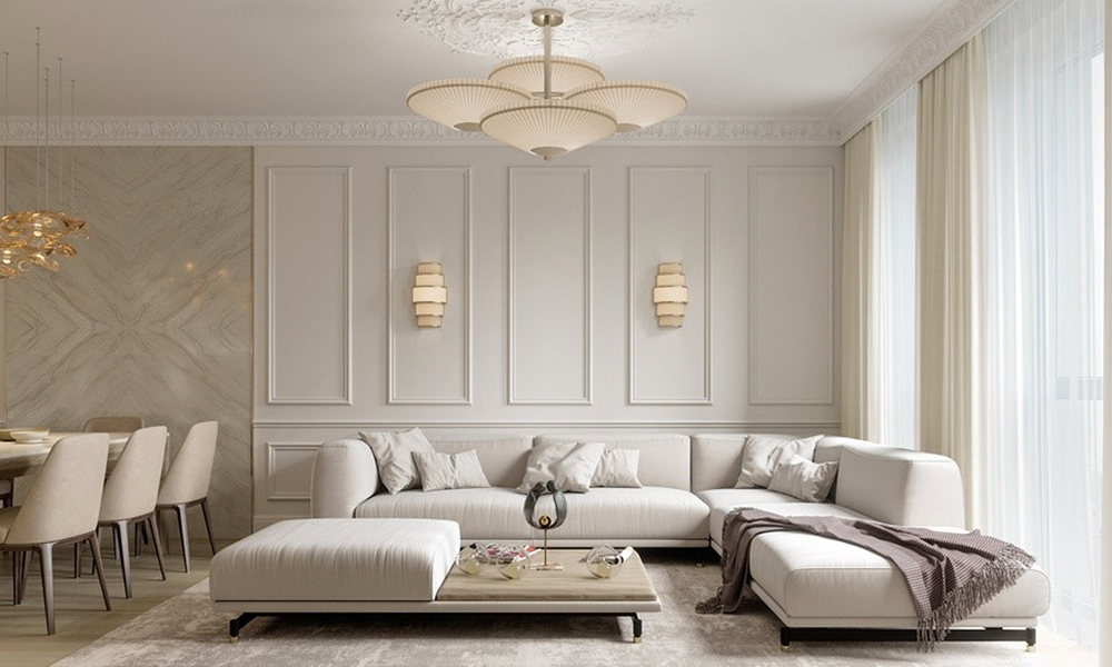 Mẫu phòng khách tân cổ điển đơn giản