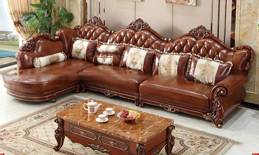 Mẫu sofa gỗ tự nhiên phong cách tân cổ điển