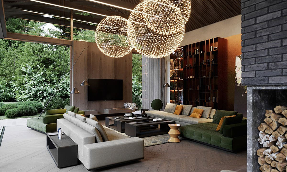 Mẫu thiết kế phòng khách đẹp kết hợp cây xanh