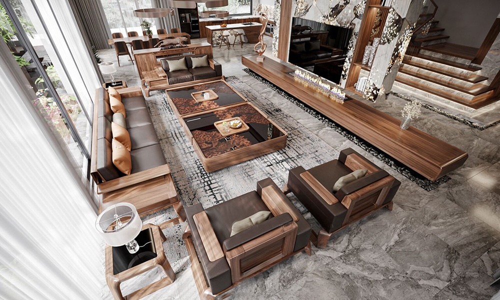 Mẫu thiết kế phòng khách đẹp nhà biệt thự