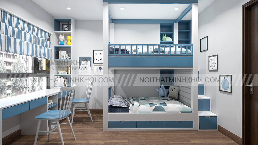 Mẫu thiết kế phòng ngủ chung cho 2 bé