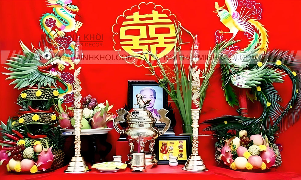 Mẫu trang trí bàn thờ gia tiên ngày cưới tại miền Nam