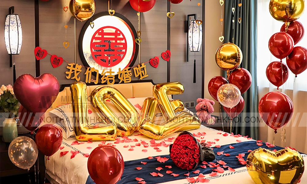Mẫu trang trí phòng cưới đẹp phong cách Châu Á