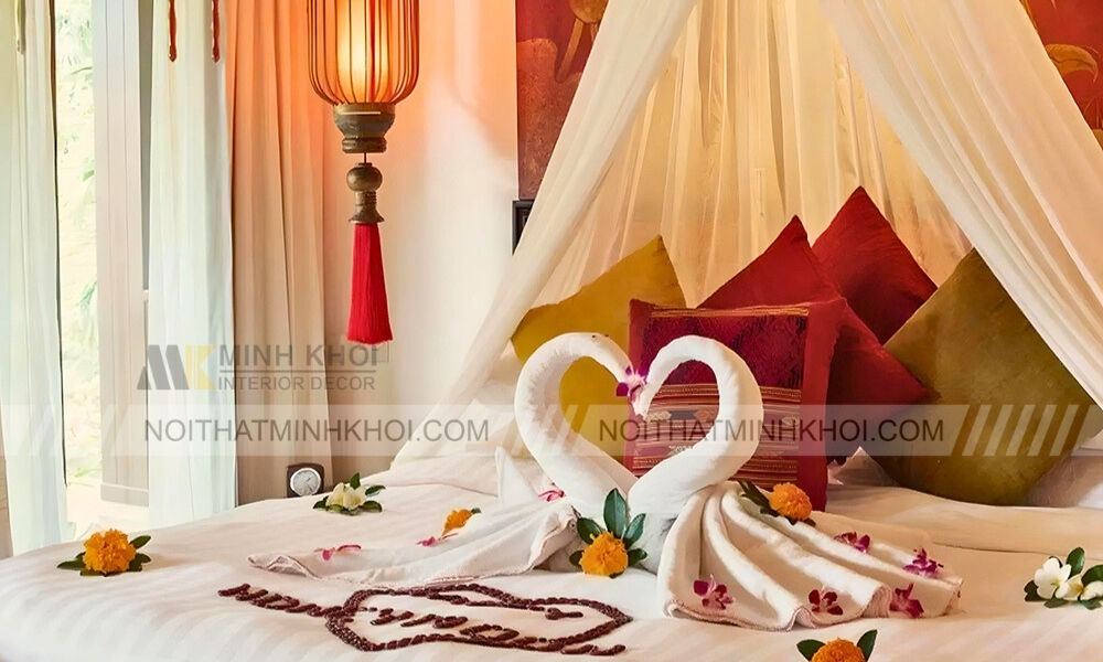 Mẫu trang trí phòng cưới đẹp phong cách Châu Á