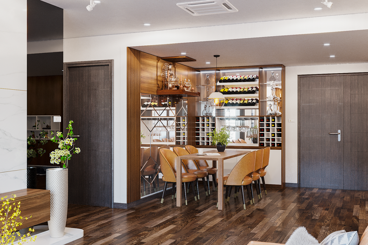 Mẫu Tủ Rượu Phòng Bếp Ngăn Phòng Khách Đẹp Cao Cấp