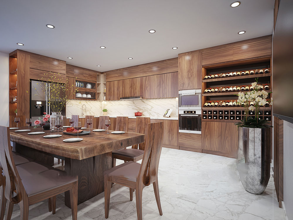 Mẫu Tủ Rượu Phòng Bếp Ngăn Phòng Khách Đẹp Cao Cấp