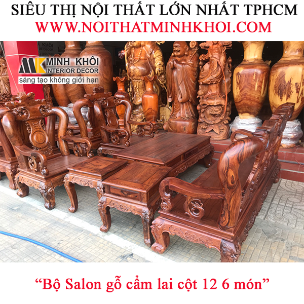 Bộ Bàn Ghế Phòng Khách Bát Mã Gỗ Gõ tay12 - SL915