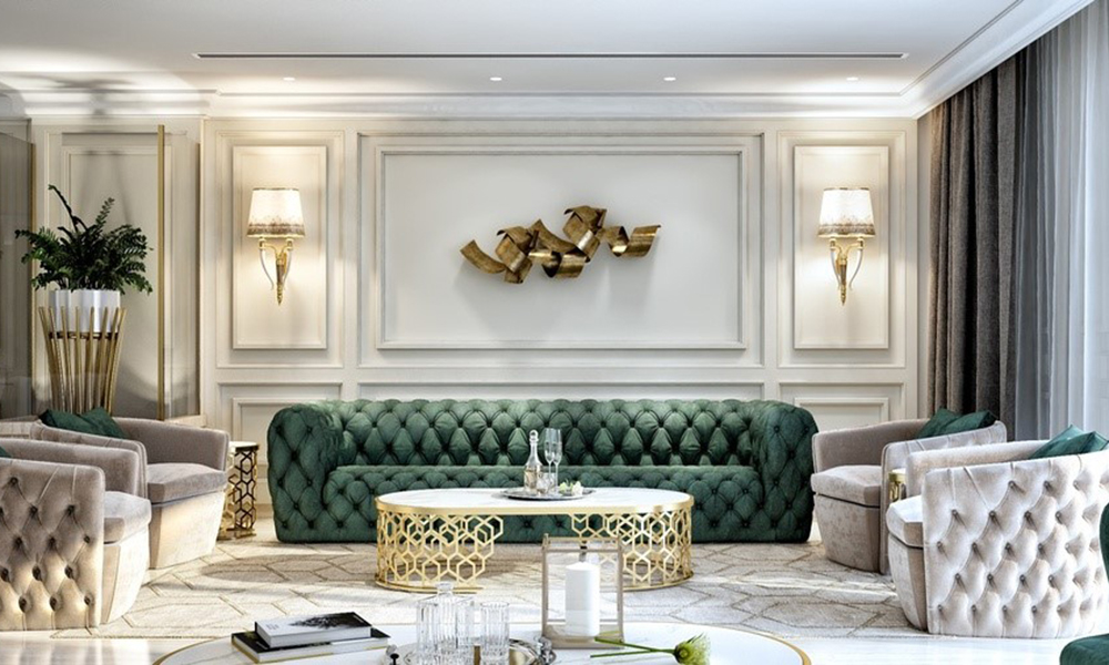 Phòng khách tân cổ điển được thiết kế riêng cho mẫu nhà ống