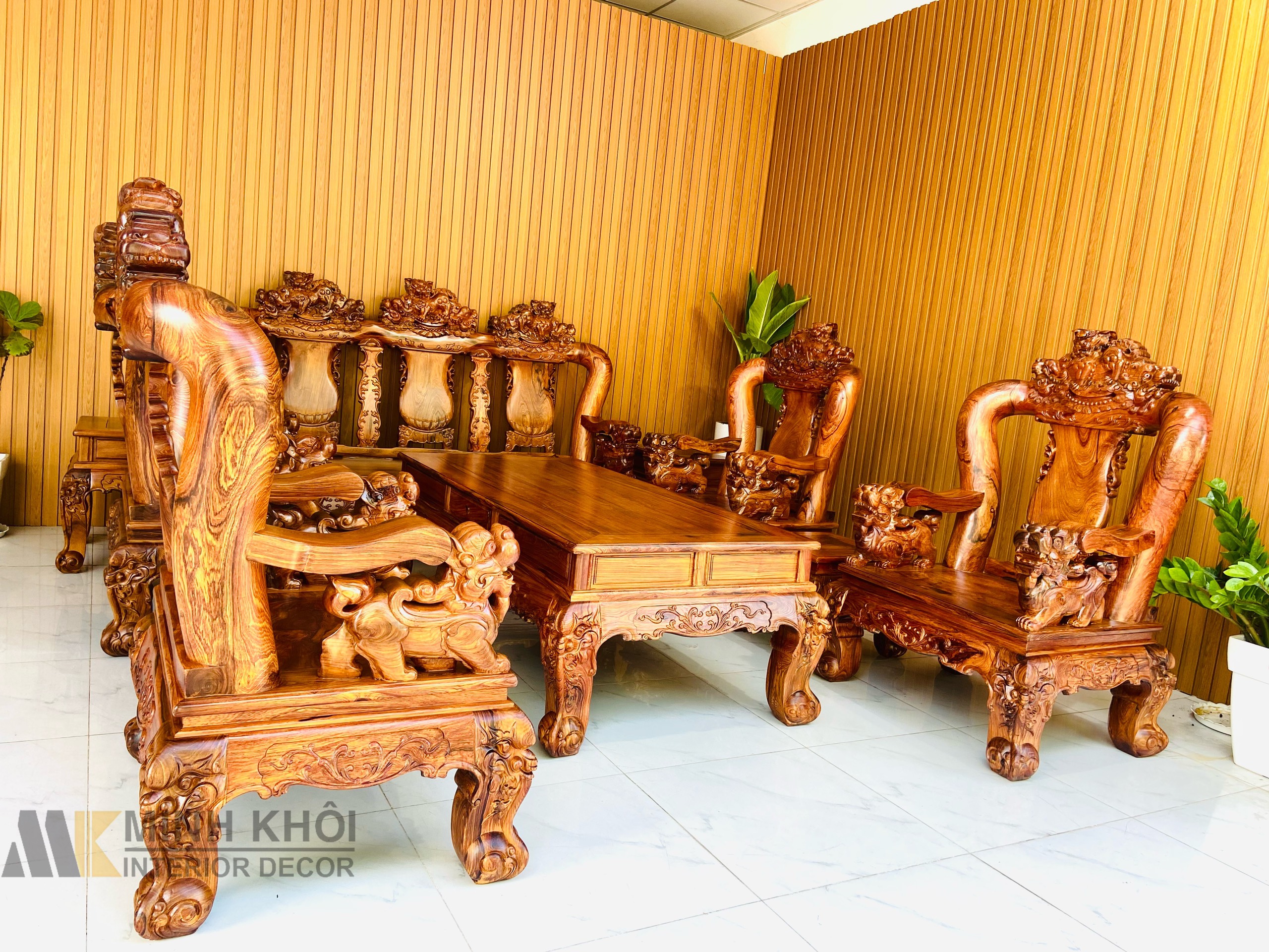 Salon Gỗ Cẩm Lai 10 Món Tay 14 Chạm Nghê - SL919