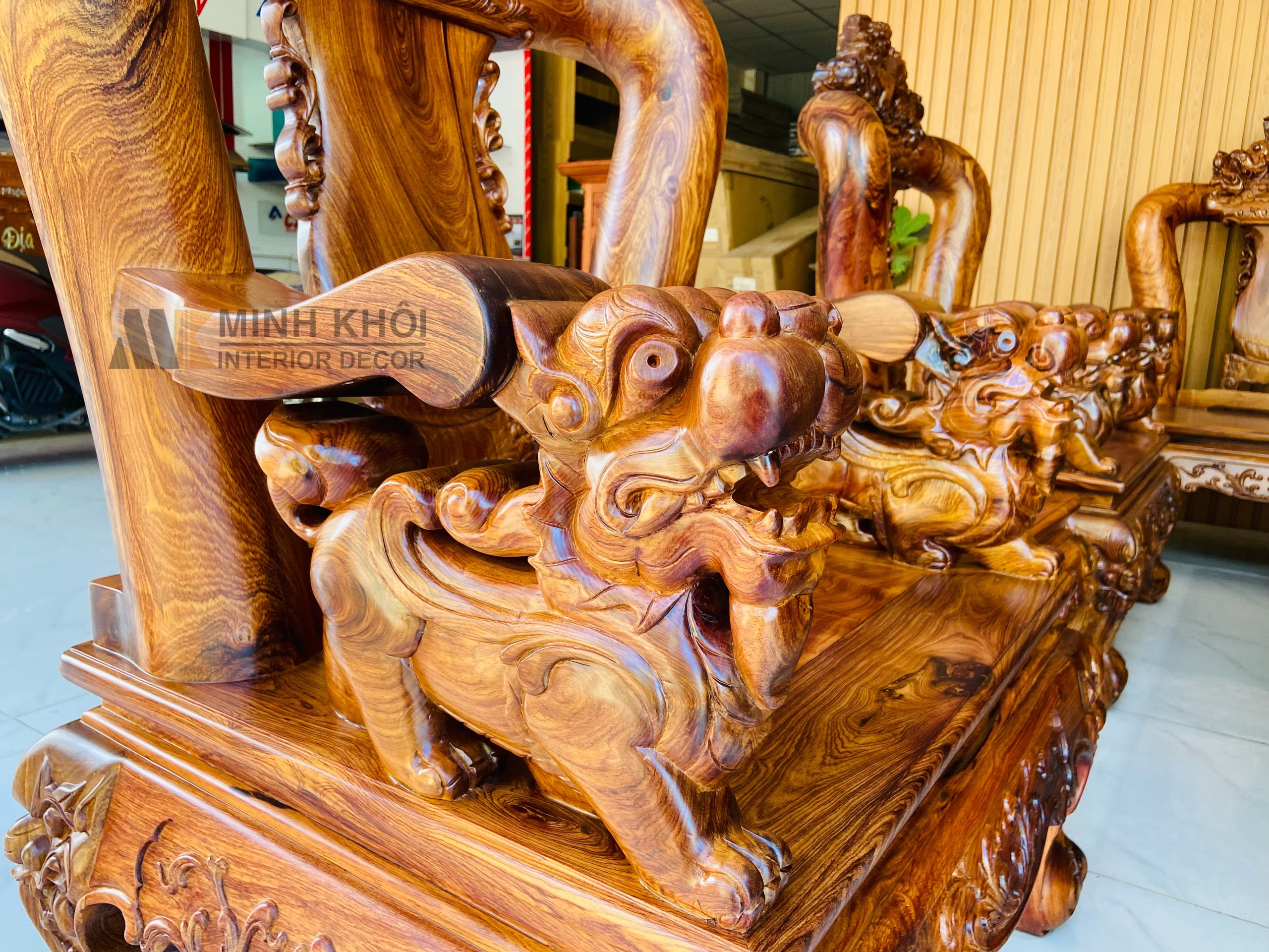 Salon Gỗ Cẩm Lai 10 Món Tay 14 Chạm Nghê - SL919