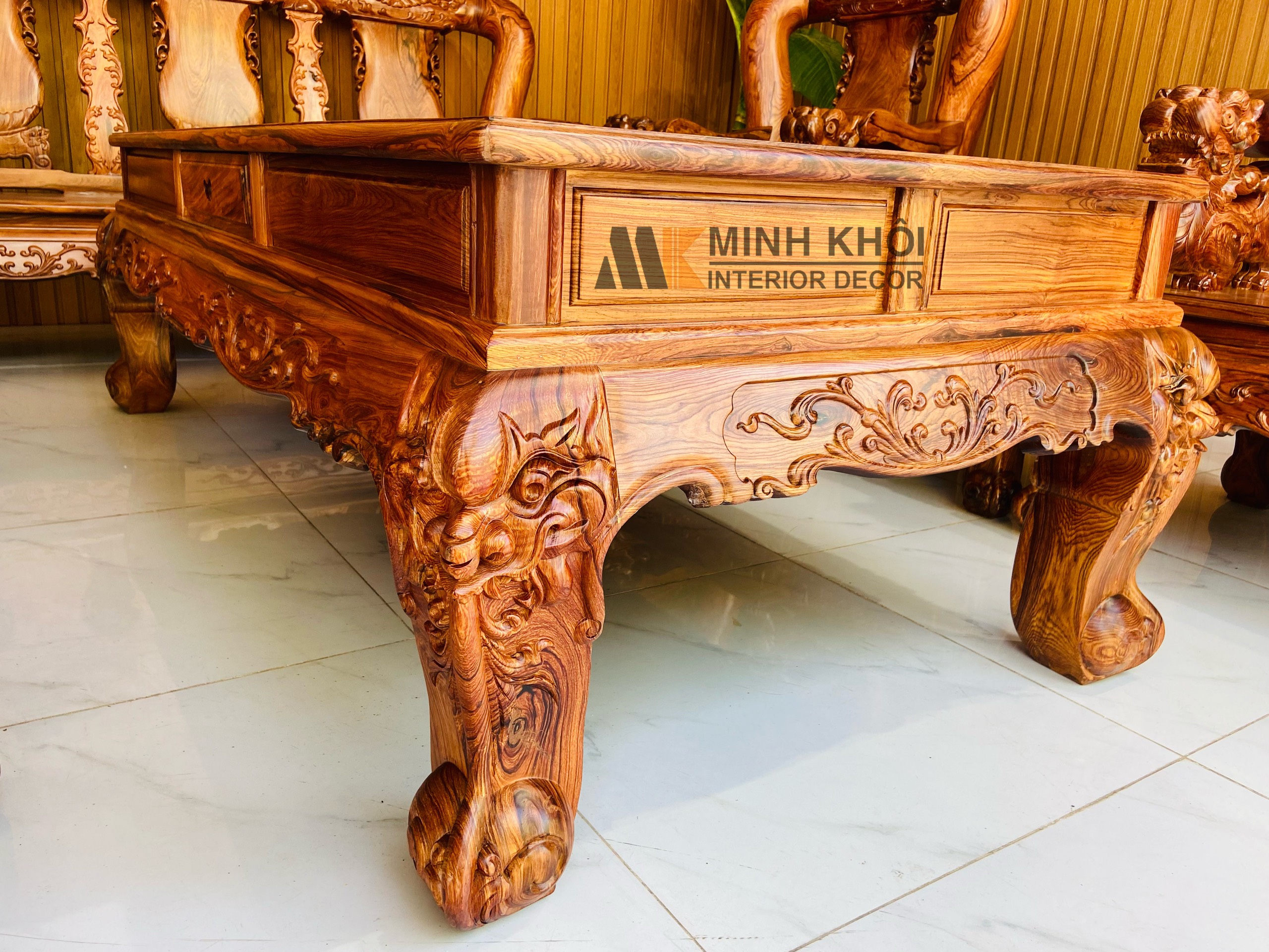 Salon Gỗ Cẩm Lai 10 Món Tay 14 Chạm Nghê - SL919