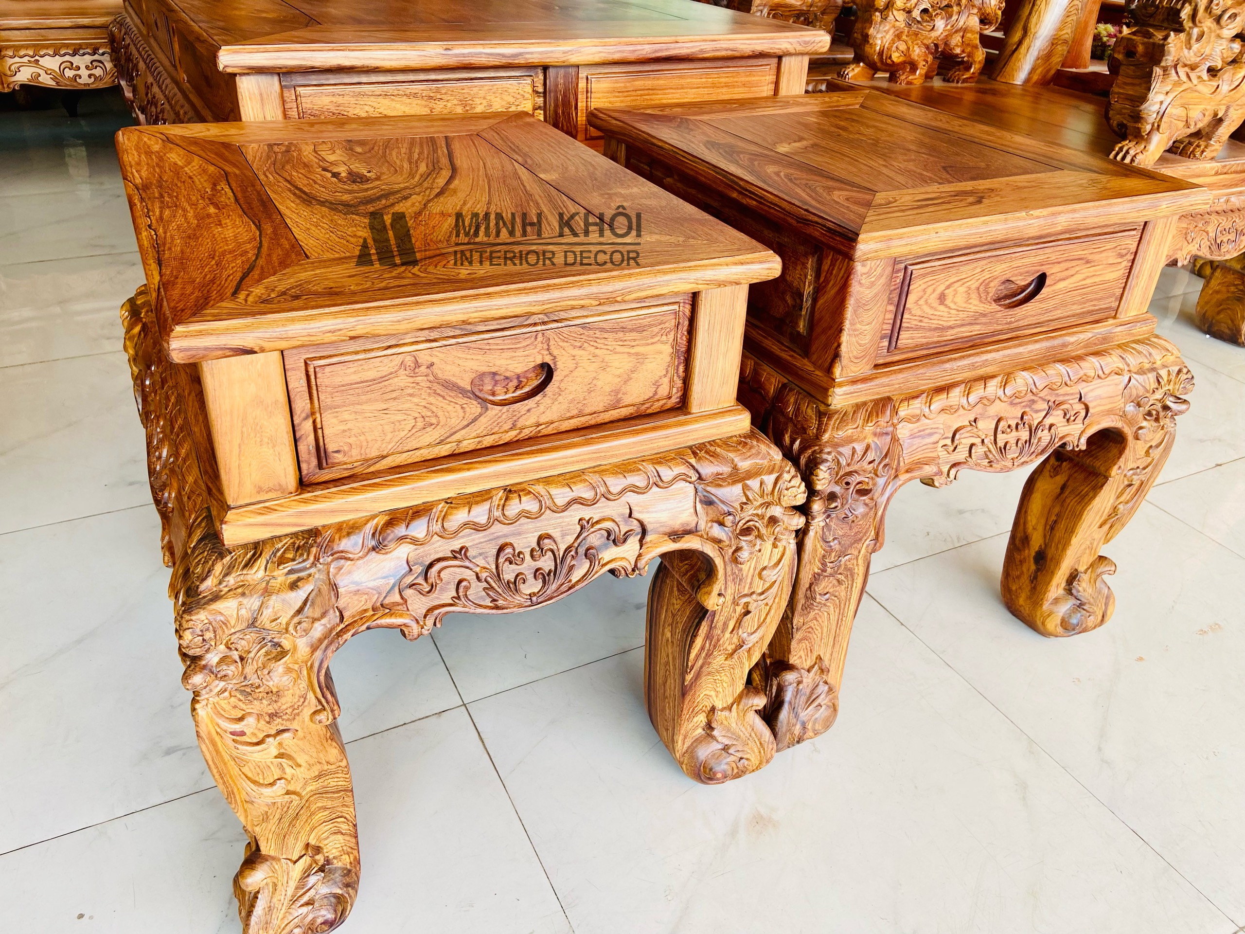 Salon Gỗ Cẩm Lai Chạm Nghê Đỉnh Tay 16 Cao Cấp - SL650