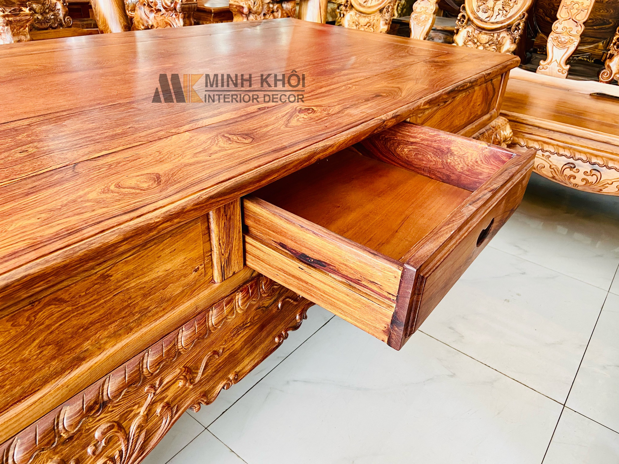 Salon Gỗ Cẩm Lai Chạm Nghê Đỉnh Tay 16 Cao Cấp - SL650