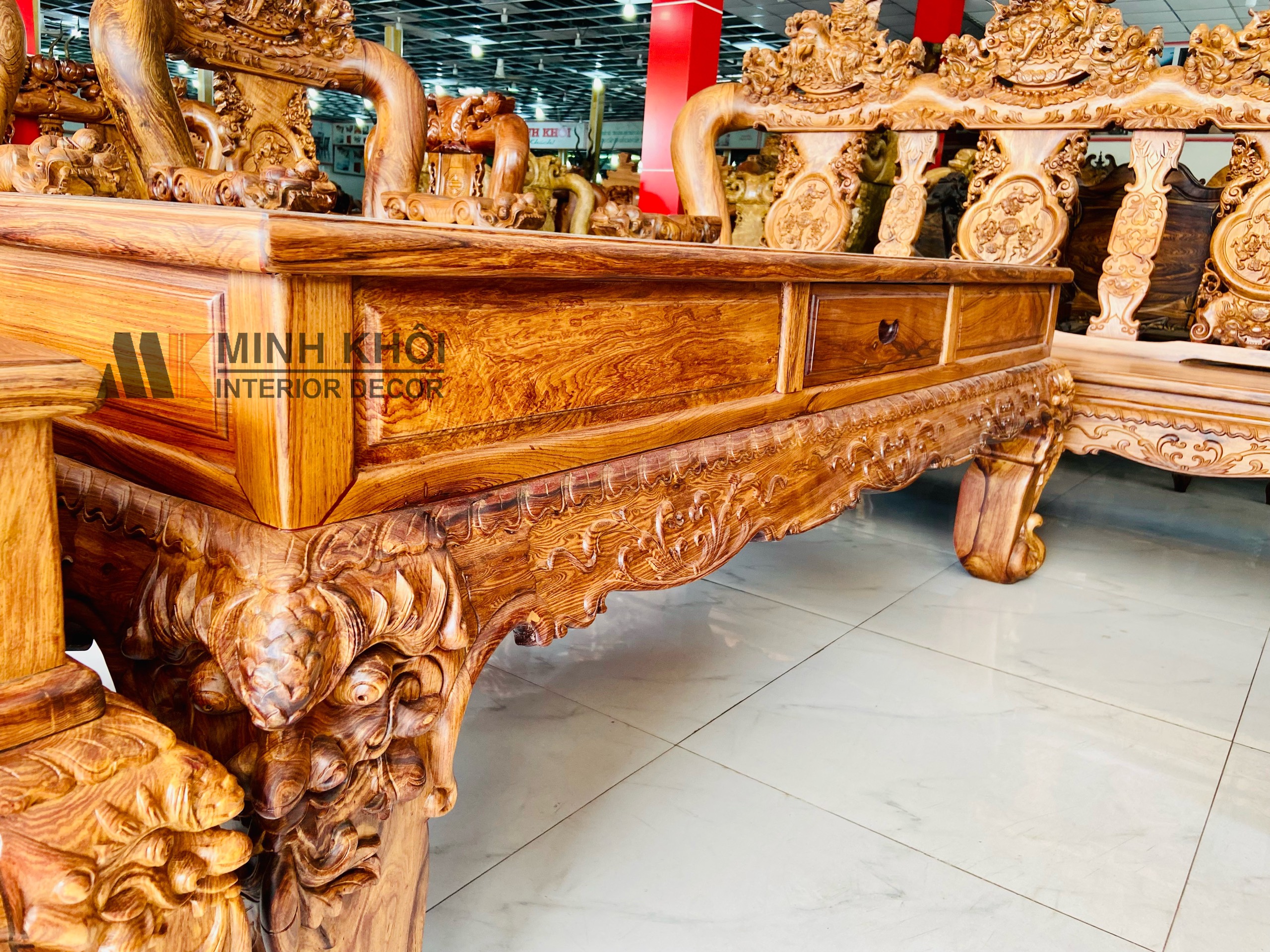 Salon Gỗ Cẩm Lai Chạm Nghê Đỉnh Tay 16 Cao Cấp - SL650