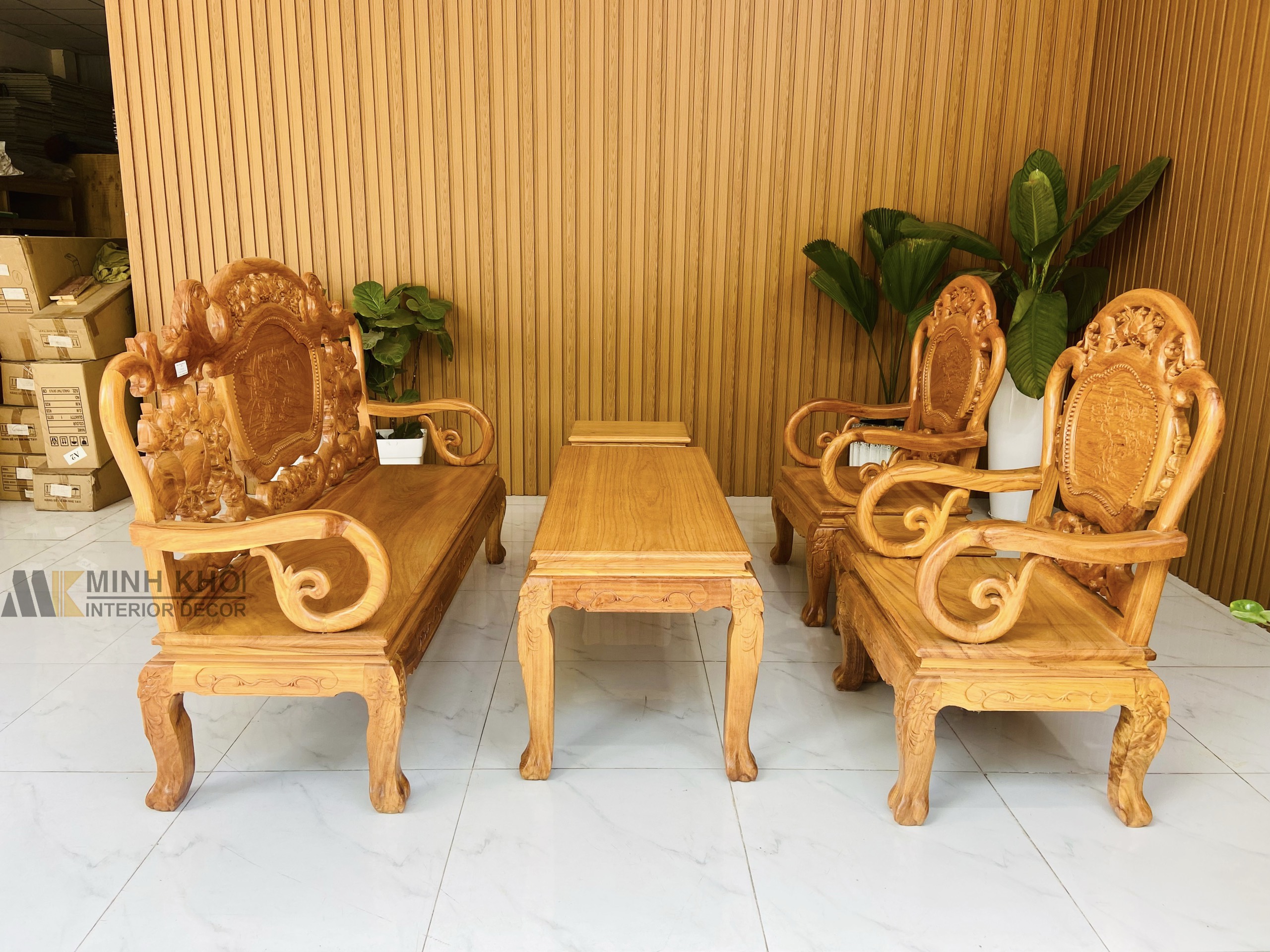 Salon gõ đỏ chuông đào 6 món - SL945