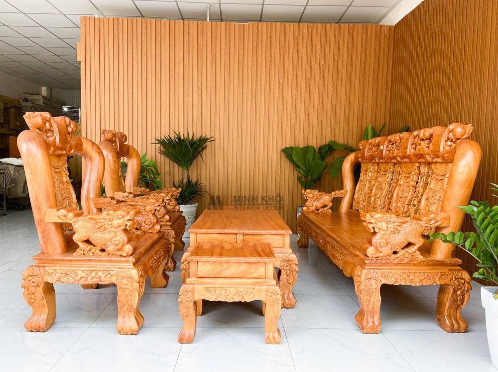 Salon gỗ gõ đỏ tay 14 cao cấp - SL3001