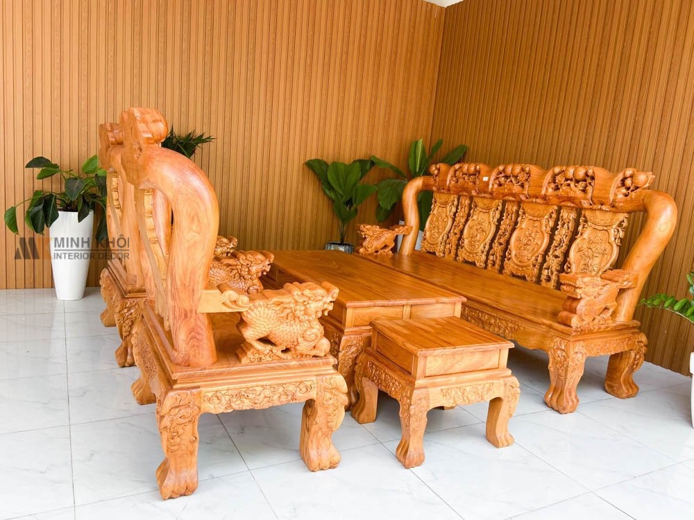 Salon gỗ gõ đỏ tay 14 cao cấp - SL3001