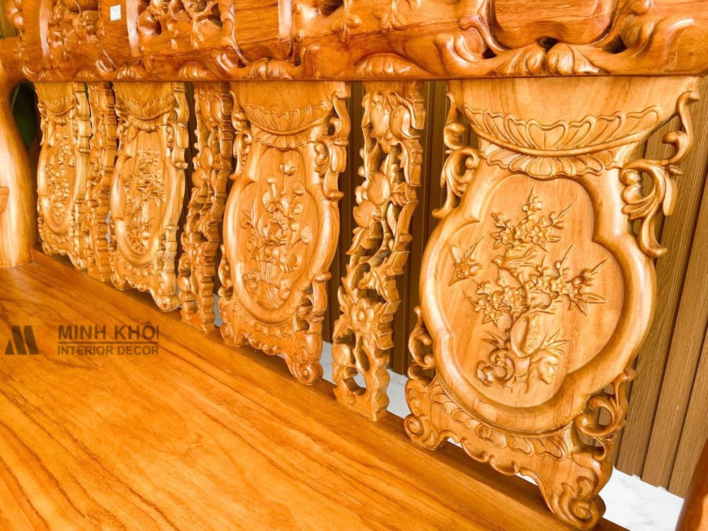 Salon gỗ gõ đỏ tay 14 cao cấp - SL3001