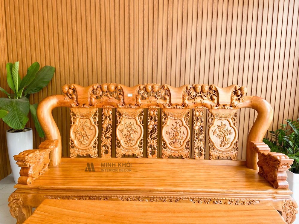 Salon gỗ gõ đỏ tay 14 cao cấp - SL3001