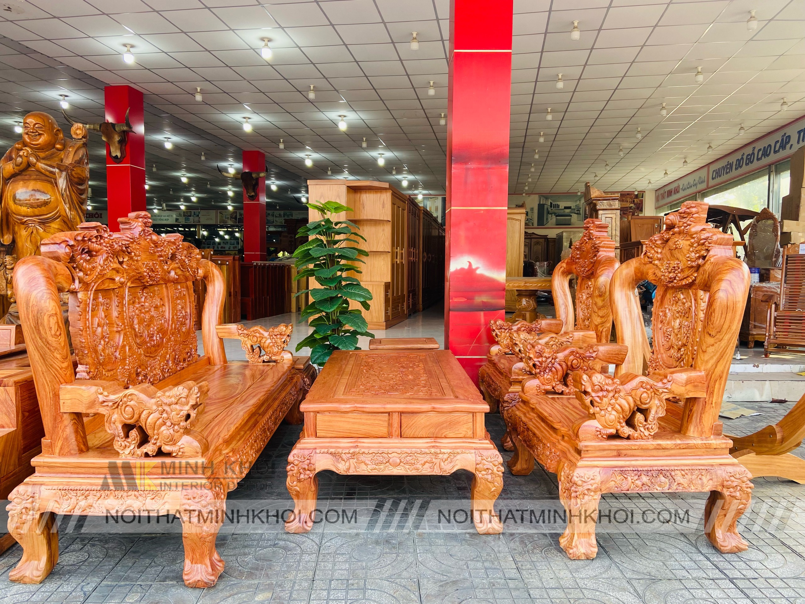 Salon Gỗ Hương Đá Nghê Phượng Tay 14 - SL956