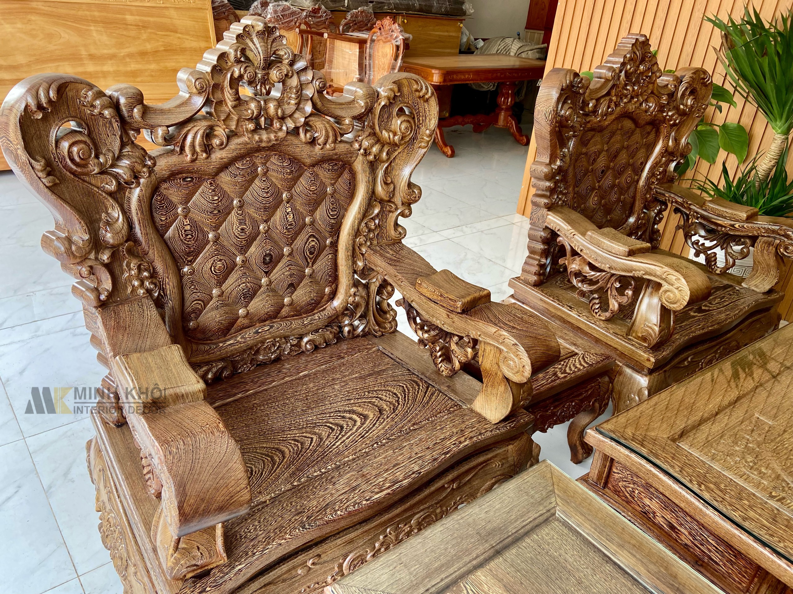 Salon hoàng gia gỗ Mun Công 6 món - SL3015